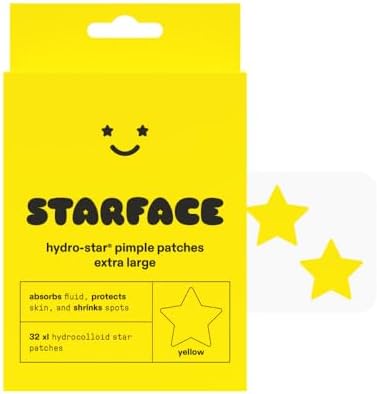 Starface XL Big Star, Large Hydrocolloid Pimple Patches, Absorb Fluid and Reduce Redness, Cute Star Shape, Vegan and Cruelty-Free Skincare (32 Count)