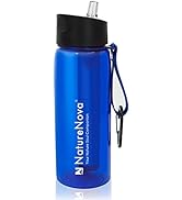 Naturenova Water Filter Bottle with 4-Stage Integrated Filter Straw BPA Free for Camping, Hiking,...