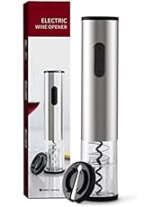 Vinventure Electric Wine Opener for Wine Lover, Automatic Wine Bottle Opener Battery Operated with Foil Cutter, Electric Corkscrew Home Gift, Stainless Steel