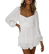 Fixmatti Women Boho Romper Off Shoulder Ruffle Chiffon Shorts Jumpsuit Playsuits