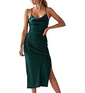 xxxiticat Women's Sleeveless Spaghetti Strap Satin Dress Cocktail Beach Evening Party Cowl Neck D...