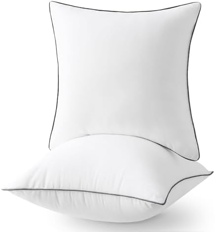 Sasttie 18x18 Pillow Inserts Set of 2, White 18 x 18 Throw Pillow Insert, throw pillows for couch, Stuffing of Decorative Pillows for Bed Couch and Cushion, 18 Inch Washable Square Pillow Insert