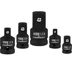 HORUSDY 5-Piece Impact Socket Adapter Set, 1/4, 3/8, 1/2" SAE Socket Reducer, Cr-V Steel Impact Adapter Set