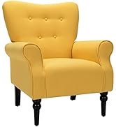 Giantex Fabric Accent Chair, Comfy Cute Living Room Chair w/Arm, Rubber Wood Legs, Adjustable Foo...