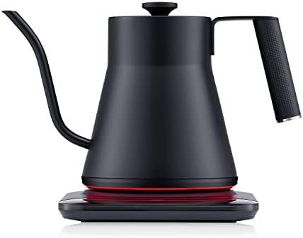 SAKI Baristan Electric Gooseneck Kettle with Precise Temperature Control, Pour Over Coffee Kettle & Tea Kettle, Stainless Steel, 1200W Quick Heating, 1 Liter, Matte Black