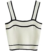 SweatyRocks Women's Sleeveless Ribbed Knit Spaghetti Strap Crop Cami Tank Top