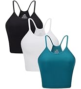 ANGOOL Tank Top Damen Sport Racerback Rippenstrick Ungepolstert Crop Top Seamless Elastische Ärme...