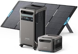 Anker SOLIX F3800 Portable Power Station and BP3800 Expansion Battery with 400W Solar Panel, 7.68kWh LiFePO4 Batteries, 6000W AC Output, Solar Generator for Home Backup, RVs, Emergencies&Power Outages