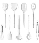 CAROTE 9PCS Kitchen Utensils Set, Silicone Kitchen Utensils Set with Stainless Steel Handle for N...