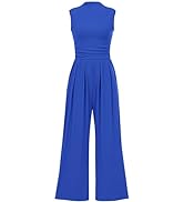 Pretty Garden Womens Summer One Piece Sleeveless Mock Neck Wide Leg Pants Rompers With Pockets