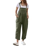 YESNO Women Cotton Overalls Casual Loose Adjustable Straps Bib Pants Tulip Hem Baggy Jumpsuits wi...