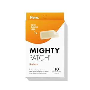 Mighty Patch Hero Cosmetics Surface Patch - Hydrocolloid Spot Patch for Body, Cheek, Forehead, and Chin (10 Count)