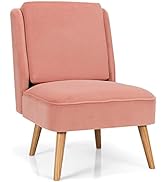 Giantex Velvet Accent Chair, Comfy Single Sofa Chair w/Rubber Wood Legs, Modern Upholstered Leisu...