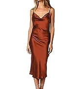 xxxiticat Women's Sleeveless Spaghetti Strap Satin Dress Cocktail Beach Evening Party Cowl Neck D...