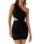 ANRABESS Women's 2023 Summer Ruched Mini Dress Sexy One Shoulder Sleeveless Cutout Party Cocktail...