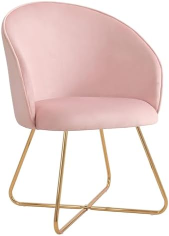 Furniliving Accent Velvet Vanity Chair Modern Comfy Lounge Upholstered Barrel Chair for Living Room Bedroom Dining Room Office 1pcs (Pink)