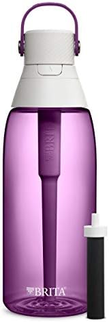 Brita Hard-Sided Plastic Premium Filtering Water Bottle, BPA-Free, Reusable, Replaces 300 Plastic Water Bottles, Filter Lasts 2 Months or 40 Gallons, Includes 1 Filter, Orchid - 36 oz.