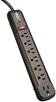 Tripp Lite 7 Outlet (6 Right Angle + 1 Transformer Outlet) Surge Protector Power Strip, 4ft Cord, Black, Lifetime Limited Warranty & $25K INSURANCE (TLP74RB)