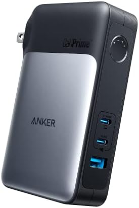 Anker GaNPrime Power Bank, 2-in-1 Hybrid Charger, 10,000mAh 30W USB-C Portable Charger with 65W Wall Charger, Works for iPhone 15/15 Plus/15 Pro/15 Pro Max/14/13, Samsung, Pixel, MacBook, Dell
