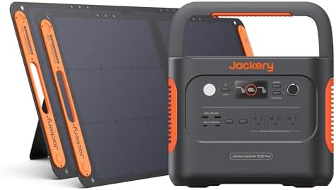 Jackery 1000 Plus Solar Generator, 1264Wh Portable Power Station with 2xSolarSaga 100W Solar Panels, 2000W Output Expandable Home Backup Power for Off-grid Living, Outdoor Camping and Exploration