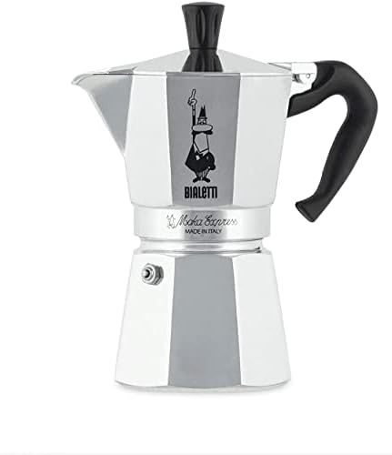 Bialetti - Moka Espress: Iconic Stovetop Espresso Maker, Makes Real Italian Coffee, Moka Pot 6 Cups (6 Oz), Aluminium, Silver