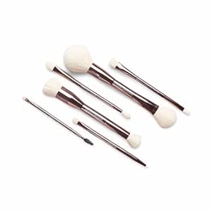 Sustainable Luxury 6 Dual-Ended Makeup Brush Set with Travel Case for a full-face application, Professional Makeup Brushes Set, Cream &amp; Powder Complexion, Conceal/Define, Brow/Line, Crease/Eye Detail