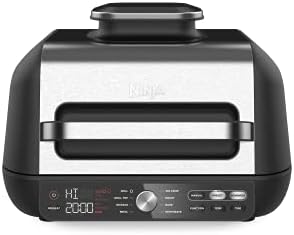 Ninja IG651C Foodi Smart XL Pro 7-in-1 Indoor Grill & Griddle with Smart Cook System, 3.8L Air Fryer, Roast, Bake, Dehydrate, and Broil, Stainless/Black, 1760W