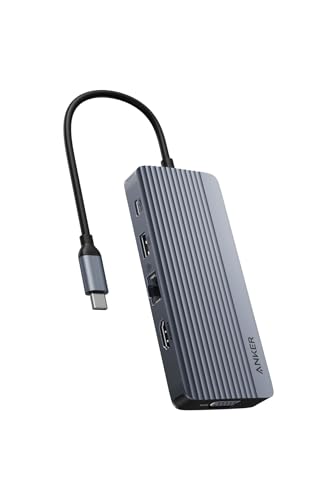 Anker USB-C ハブ (10-in-1, Dual Display) 100W USB PD対応 4K HDMIポート 1080p VGAポート 5Gbps 高速データ転送 USB-C USB-Aポート イーサネットポート microSD＆S