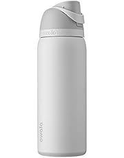 Owala FreeSip Stainless-Steel Insulated Water Bottle with Locking Push-Button Lid, 32-Ounce, White (Shy Marshmallow)