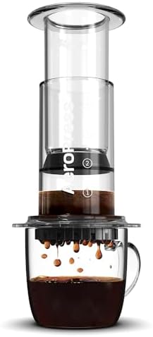 AeroPress Clear Coffee Press – 3 in 1 brew method combines French Press, Pourover, Espresso - Full bodied coffee without grit or bitterness - Small portable coffee maker for camping & travel