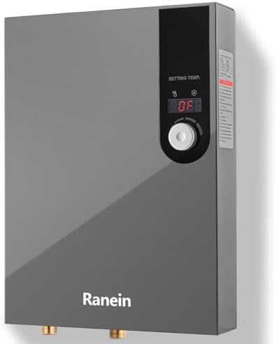 Ranein Electric Tankless Water Heater, 18kW 240V on Demand Instant Endless Water Heater with LED Temperature Display for Residential Whole House Shower, Space Saving