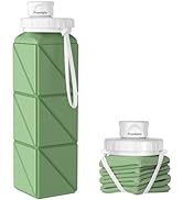 Popdigito Collapsible Water bottle with Leakproof Lid –Food-Grade BPA-Free Silicone Travel Bottle...