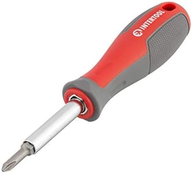 INTERTOOL 6-in-1 Multi Bit Screwdriver, Double-sided Phillips and Slotted Bits, Anti-Slip Handle VT08-3341