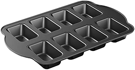 Tiawudi 1 Piece Non-Stick Mini Loaf Pan, Carbon Steel Baking Bread Pan, 8-Cavity