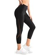 Yvette Damen 3/4 Sport Leggings Capri Sporthose Blichdicht mit Mesh high Waist Bauchkontrolle Leg...