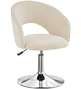 Furniliving Modern 360°Swivel Vanity Chair, Adjustable Height Velvet Armchair, Upholstered Open-B...