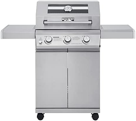 Monument Grills Larger 3-Burner Propane Gas Grills barbeque Stainless Steel Heavy-Duty Cabinet Style with LED Controls, Mesa 300