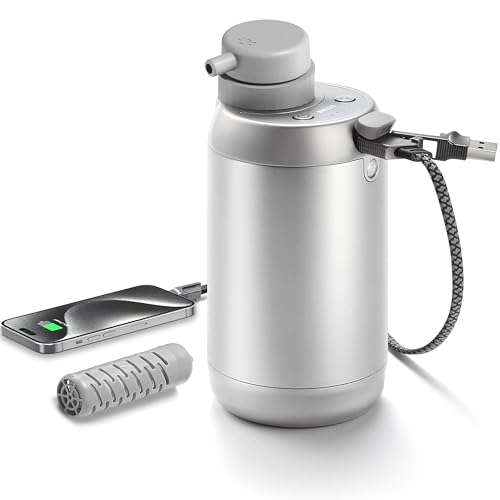 Upgraded Electric Water Filter Camping - 6-Stage Water Filtration System, Phone Charger, 4-in-1 Charging Cable, Hiking Water 