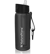 Naturenova Water Filter Bottle with 4-Stage Integrated Filter Straw BPA Free for Camping, Hiking,...