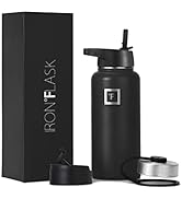 IRON °FLASK Sports Water Bottle - Wide Mouth with 3 Straw Lids - Stainless Steel Gym & Outdoor Bo...