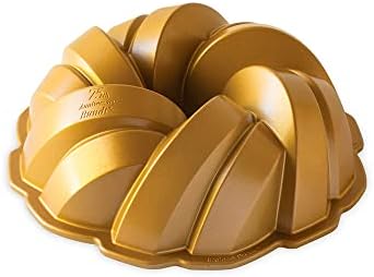 Nordic Ware NW 95577 75th Anniversary Braided Rope Bundt Cake Pan, Gold 12 Cup Capacity