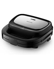 Philips 5000 Series Sandwich Maker - 3 Plate Sets for Paninis, Sandwiches, and Waffles, Nonstick Grill Plates, Cut-and-Seal, 750W. Power, Black (HD2350/80)