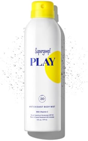 Supergoop! PLAY SPF 30 Antioxidant Body Mist w/ Vitamin C, 6 fl oz - Broad Spectrum Sunscreen Spray for Sensitive Skin - Clean Ingredients - Great for Active Days