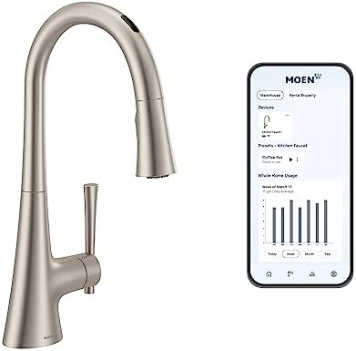 Moen 9126EVSRS Kurv Smart Faucet Touchless Pull Down Sprayer Kitchen Faucet with Voice Control and Power Boost, Spot Resist Stainless