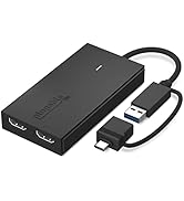 Plugable USB 3.0 or USB C to HDMI Adapter for Dual Monitors, Universal Video Graphics Adapter for...