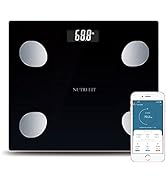 NUTRI FIT Bathroom Weighing Scale for Body Weight and Fat, Digital Smart Scale with Bluetooth, Bo...