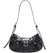 SweatyRocks Women's Buckle Leather Crocodile Embossed Zipper Handbag Shoulder Bag with Adjustable...