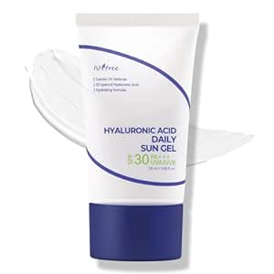 ISNTREE Hyaluronic Acid Daily Sun Gel 50ml, 1.69 fl.oz | SPF 30 PA+++ | 10 types of hyaluronic acid | Moisturizing sunscreen | No White cast | Mild Sunscreen | Korean skin care