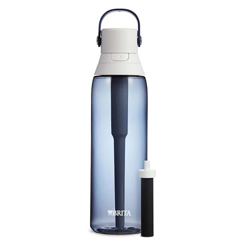 Brita Hard-Sided Plastic Premium Filtering Water Bottle, BPA-Free, Reusable, Replaces 300 Plastic Water Bottles, Filter Lasts