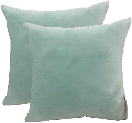 18 x 18 Inches Velvet Throw Pillow Covers - Set of 2, Cozy Decorative Square Throw Pillow Cases Cushion Case for Couch Bed and Sofa (Mint Green, 18x18 Inch)